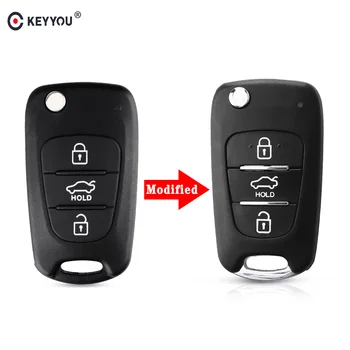 KEYYOU 3 Düğmeler Yedek Modifiye Araba Çevirme Katlanır Anahtar Kabuk Uzaktan Fob Hyundai I30 IX35 Kia K2 K5 Rio Ceed Cerato