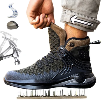 Kışlık Botlar Erkekler için Çelik Burunlu iş çizmeleri Erkek Güvenlik Ayakkabıları Delinmez iş ayakkabısı Yıkılmaz Ayakkabı Kış Ayakkabı 37-50