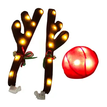 Led Noel Sika Geyik Boynuzları Burun Boynuz otomobil araç Parti Kostüm Kamyon Seti Süsler Noel Tatil Ren Geyiği Dekorasyon Gi I5c6
