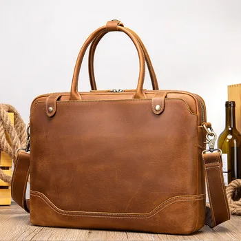 Maheubag Deri hakiki deri omuzdan askili çanta evrak çantası sıcak moda erkek çanta inek derisi laptop çantası 14 inç pc bilgisayar çantası