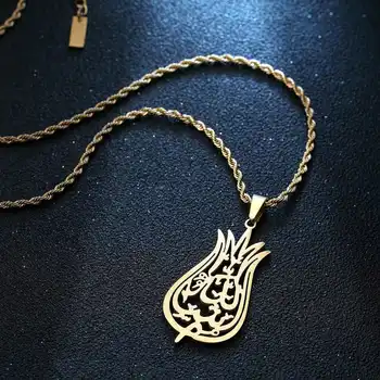 Maşallah korumak kötülük ve kıskançlık ما شا ال الله kazınmış kullanarak kaligrafi lale Paslanmaz Çelik Müslüman Allah Kolye