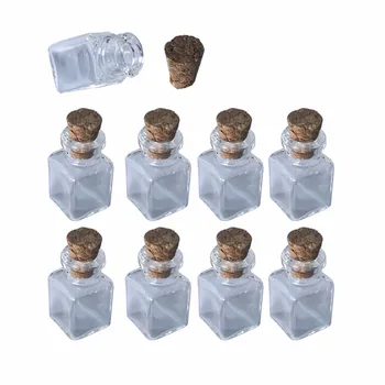 Mini Cam Şişeler Kolye Dikdörtgen Şeffaf mantarlı şişeler Küçük Kavanozlar Hediye Kolye 20 adet / grup Ücretsiz kargo