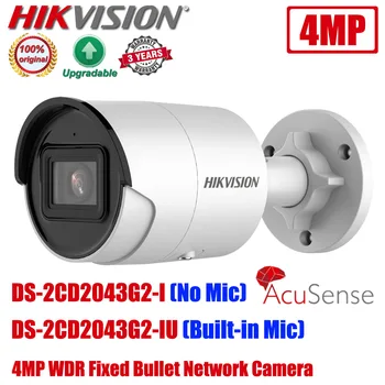 Orijinal Hikvision DS-2CD2043G2-IU 4MP POE IR WDR Dahili Mikrofon AcuSense Sabit Bullet Ağ CCTV IP Kamera DS-2CD2043G2-I