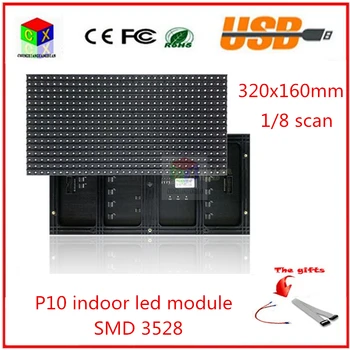 P10 SMD kapalı 1 birim led modül boyutu 320*160mm 32*16 piksel 1/4 tarama Tam renkli Programlanabilir LED Kaydırma Ekran