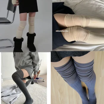 Pamuk Diz Gazlı Bez Çorap Kadınlar için Japon Uzun Tüp Lolita Çorap Nefes Patchwork Uyluk Yüksek Çorap Bayanlar Kızlar Sıcak