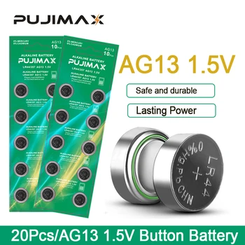 PUJIMAX 20 Adet LR44 Düğme Pil A76/AG13/LR1154/SR1154 1.5 V Alkalin Piller Hesap Makinesi Oyuncak İzle Mercury Kadmiyum Ücretsiz