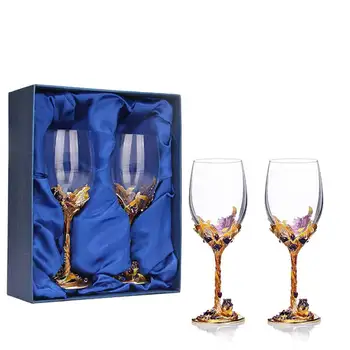 Retro Emaye şarap bardakları Kristal Iris Kadeh şampanya bardağı düğün parti bardağı Bardak Bar Dekorasyon Drinkware Hediyeler 2 adet / takım