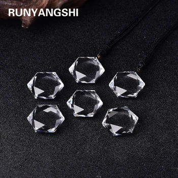 Runyangshi 1 adet Doğal temizle kuvars Heksagram yıldız beyaz kristal taş taş Geometrik Kolye süs dropshipping