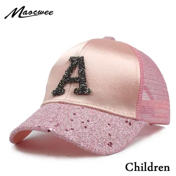 Sevimli Çocuk Beyzbol Kapaklar Bebek Kız Güneşlik Şapka Erkek Snapback Casquette Gorras Mektup Bir Hip-Hop Şapka Çocuklar Yaz file şapka