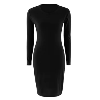 Sonbahar Kadın Bodycon Kılıf Elbise Seksi Gri Örme pamuklu uzun kollu tişört 2020 Saf Rahat Siyah Midi Elbise