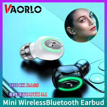 Tek Bluetooth 5.1 Kulaklık Mini Görünmez HİFİ Müzik Kulaklık Desteği TWS Gerçek Kablosuz Stereo Oyun mikrofonlu kulaklık Kulaklık