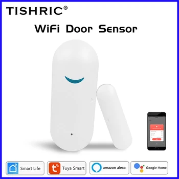 TİSHRİC Pencere Sensörü Kapı Açılış Dedektörü Akıllı Ev Otomasyonu Kablosuz Pencere Alarm Sensörler Çalışıyor Google İçin Wifi Kapı/Tuya 