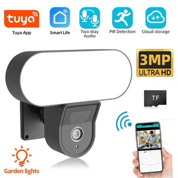 Tuya Akıllı Projektör Kamera 3MP WiFi güvenlik kamerası Güvenlik Tam Renkli Gece Görüş Açık Su Geçirmez Kamera Duvar Lambası IP kamera