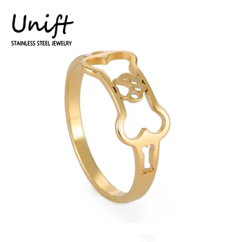 Unift Pet Kemik Köpek Pençe Yüzük Paslanmaz Çelik Kadın Yüzük hayvan figürlü mücevherat Yıldönümü Partisi Hediye Evcil Hayvan Severler için 2022 Toptan