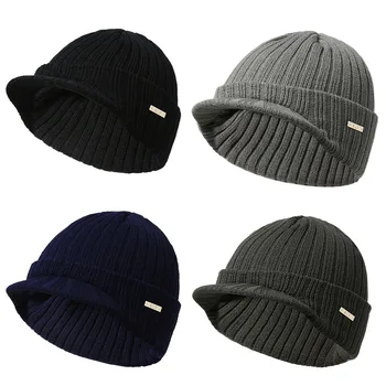 Unisex Kış Düz renk Örgü Şapka Basit şerit Kadın Kubbe Kafatası Kasketleri Erkekler açık moda Sıcak vizör kapağı Z227