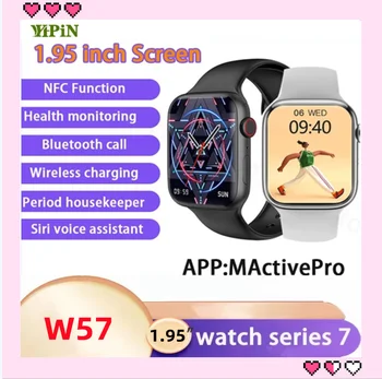 VIP bağlantı 5 ADET W57 akıllı saat Erkekler 1.95 inç Serisi 7 Her Zaman Ekran EKG NFC Siri Bluetooth Çağrı Kablosuz ıwo 45MM Smartwatch