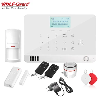 Wolf-Guard DIY LCD GSM SMS kablosuz ev alarmı Güvenlik Hırsız Sistemi App Kontrol Kapı / Pencere Sensörü PIR hareket dedektörü