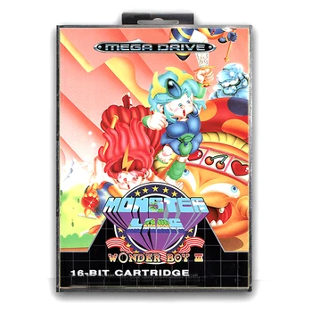 Wonder Boy III için Kutu ile 16 bit Sega MD Oyun Kartı Mega Sürücü Genesis Video Konsolu