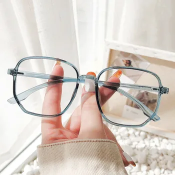 Yeni Moda Büyük Boy Gözlük Kadınlar için Kare Plastik Gözlük Gözlük Çerçevesi Şeffaf Şeffaf Lens Retro Miyopi Gözlük