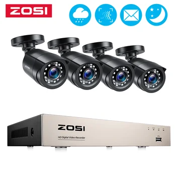 ZOSI 1080P 8CH TVI CCTV Video Gözetim Güvenlik Kamera Sistemi DVR Kiti ile Açık Kapalı Ev için Su Geçirmez Gece Görüş