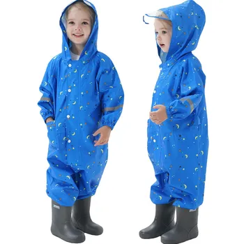Çocuk yağmurluğu Karikatür Tasarım bebek kıyafetleri Erkek Kapşonlu Tulum Bebek Kız 1-10 Yıl Yağmurluk Çocuk Yağmur Pantolon