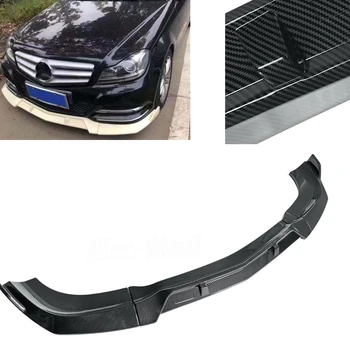 Ön Tampon Spoiler Dudak Mercedes-Benz C Sınıfı İçin W204 2008-2014 C200 C250 C300 C350 Karbon Fiber Bak Vücut Kiti Splitter Bıçak